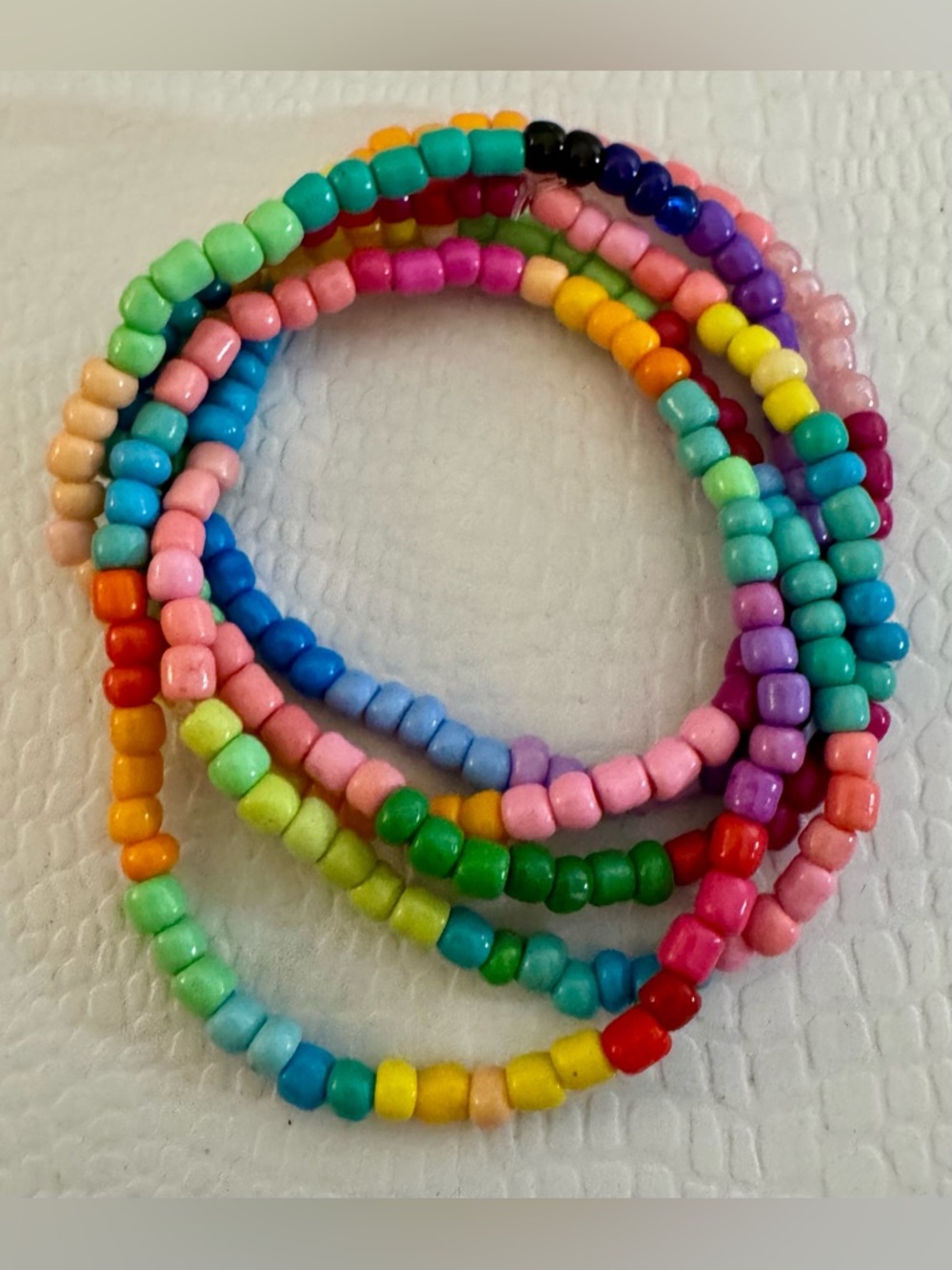 Multicolor Seed Bead Bracelet Set of 5 - Picture 2 of 2